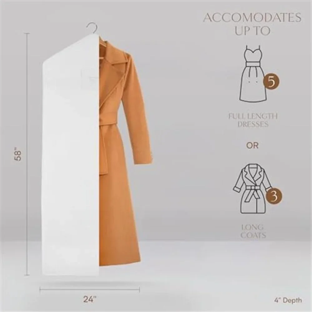 Organic Cotton Garment Bag Long Dress Bag Moth Proof Clothes Hanging Storage